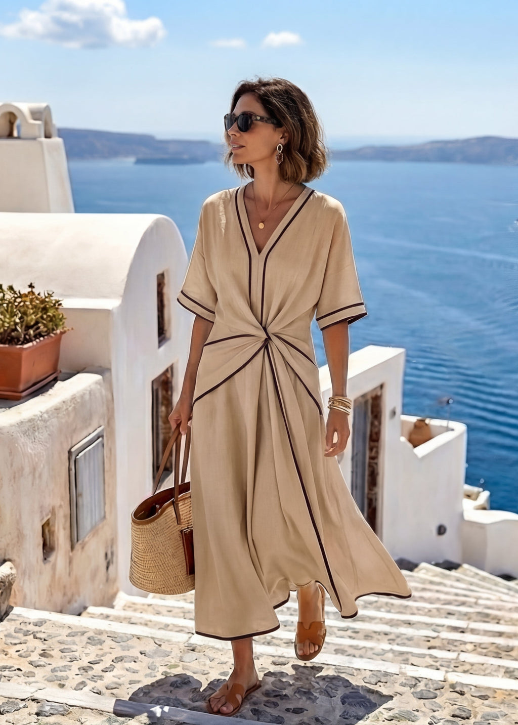 Santorini Vestido Elegante Primaveral